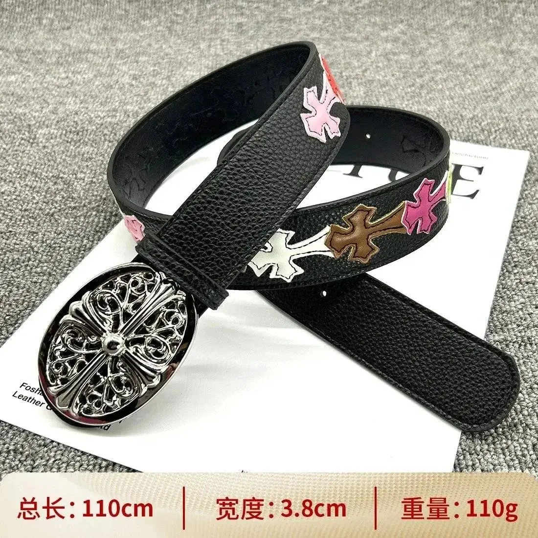 Button smooth 110cm colorful cross waist belt