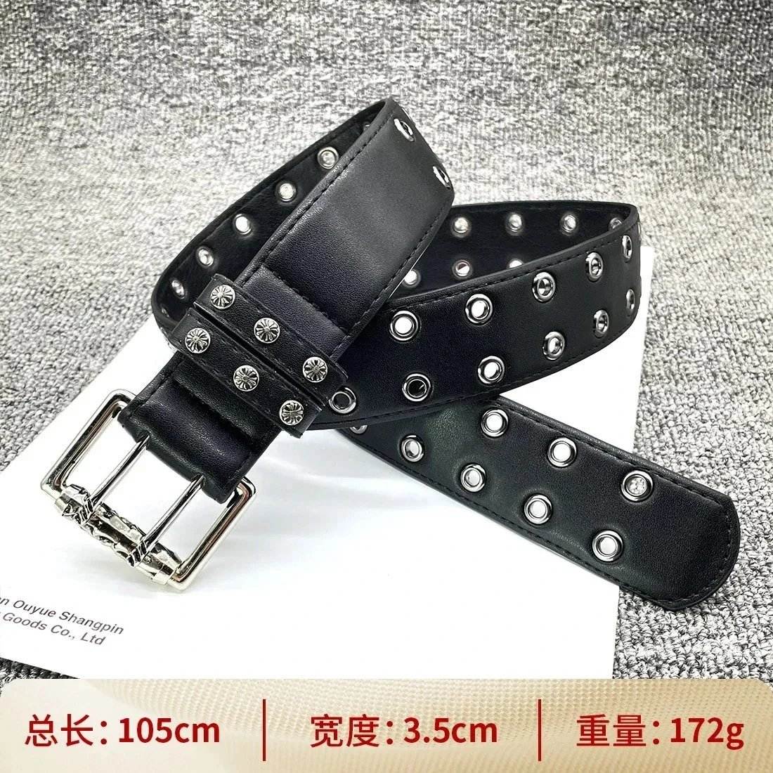 Cross nail double needle buckle 105cm cross waist belt