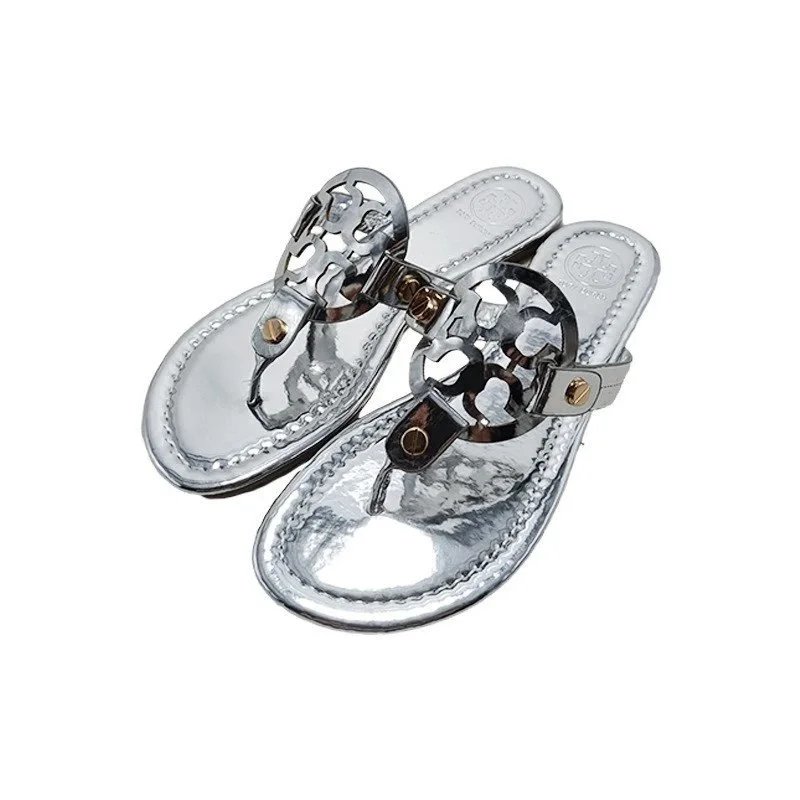 Mirror silver TB leather